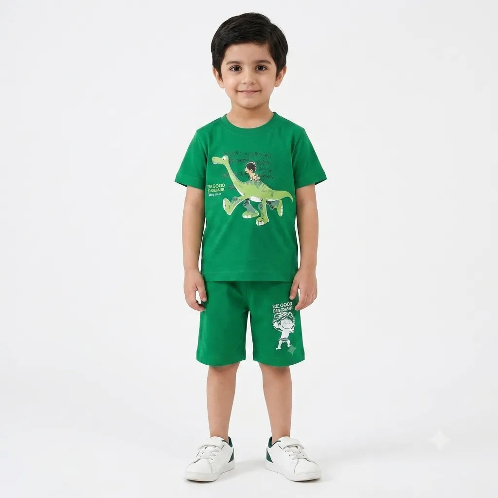 Green Summer Coord Set for Boys – Dinosaur Disney Print (1-12 Years)
