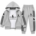 Grey Polo Print 3 Piece Winter Tracksuit for Kids (Size 6 Months - 3 Years)