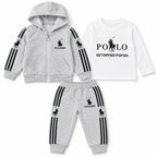 Grey Polo Print 3 Piece Winter Tracksuit for Kids (Size 6 Months - 3 Years)