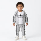 Grey Polo Print 3 Piece Winter Tracksuit for Kids (Size 6 Months - 3 Years)