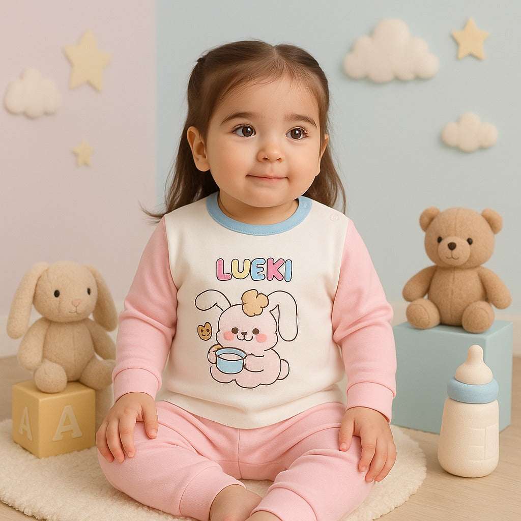 Lueki Bunny Imported Baby Suit for Girls – Pink Mid-Season Set (6 Months to 2 Years)