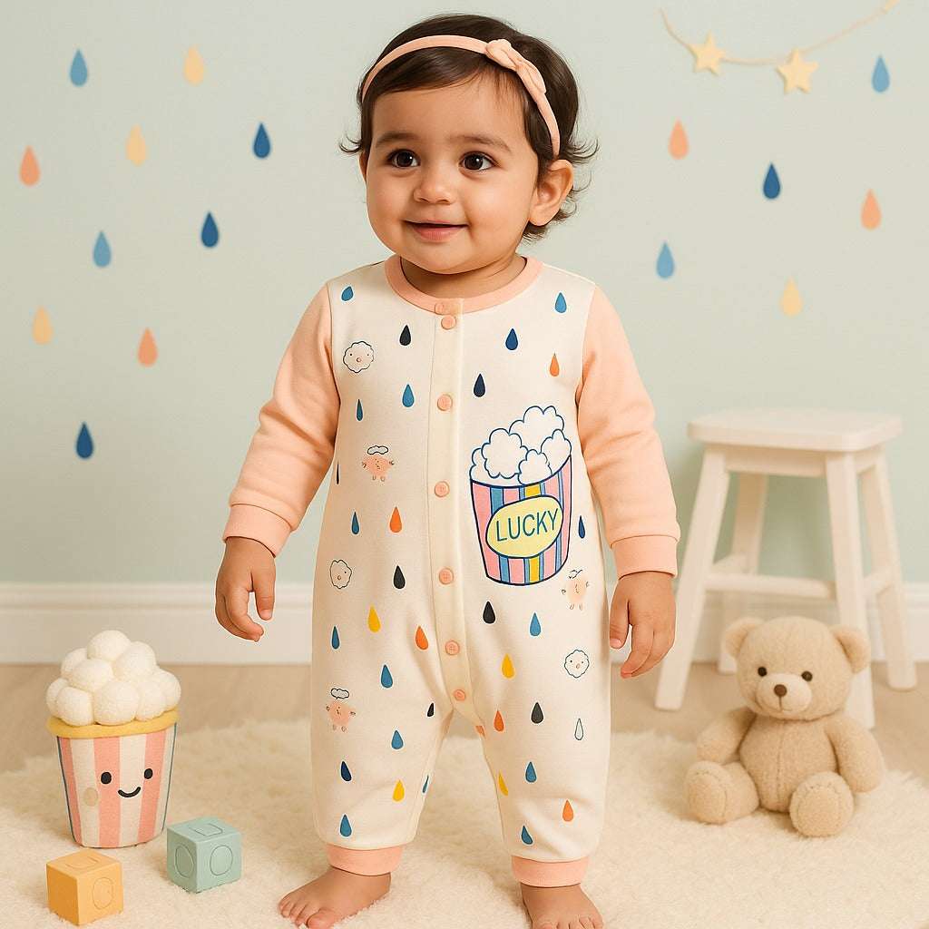 Lucky Popcorn Imported Baby Romper – Unisex (3 Months to 2 Years)
