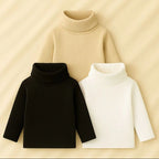 Kids Winter High Neck Tops – Warm Cotton Basics (White, Black, Beige)