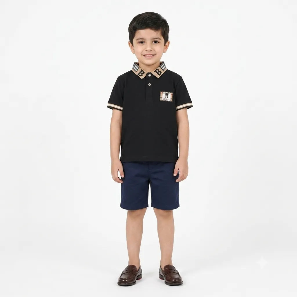 Imported Boys Black B Polo T-Shirt (1 - 5 Years)