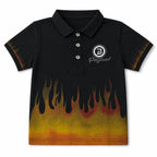 Imported Lil' Cubs boys' black blazing polo t-shirt for ages 1 to 5, featuring a stylish design and comfortable fit.