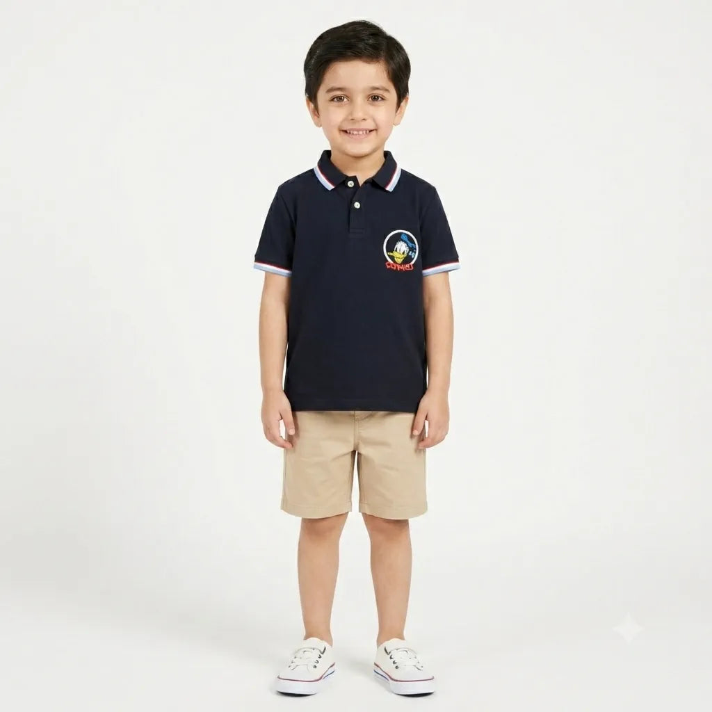 Imported Boys Black Donald Duck Polo T-Shirt (1 - 5 Years)
