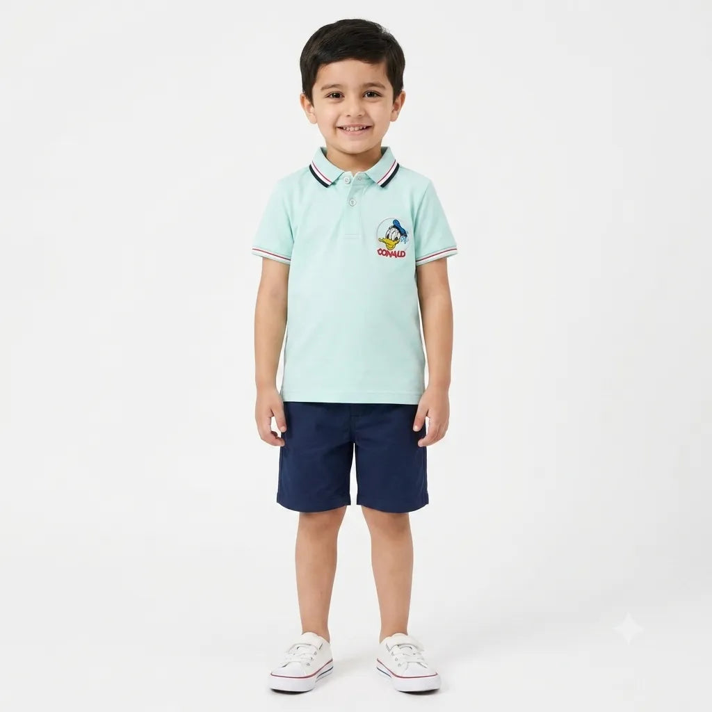 Imported Boys Sea Green Donald Duck Polo T-Shirt (1 - 5 Years)