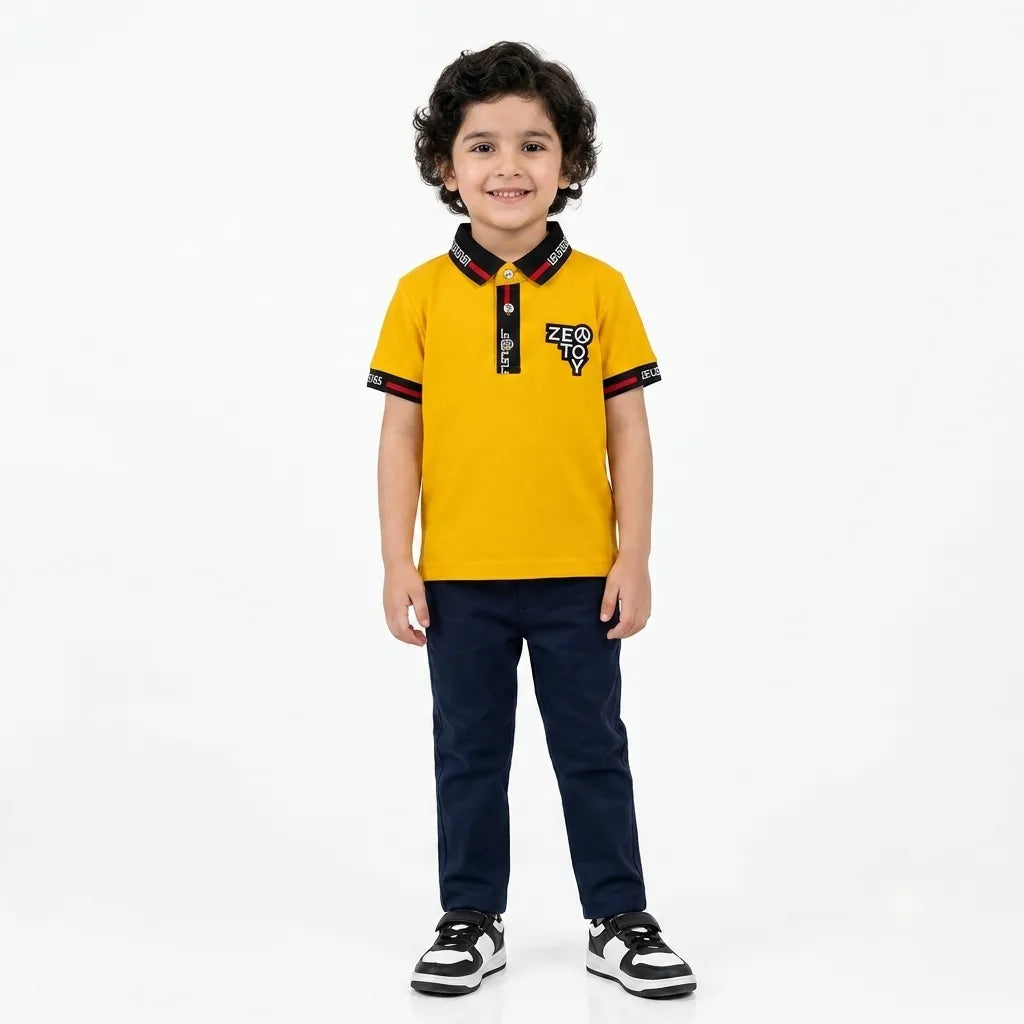 Imported Boys Yellow ZEOTOY Polo T-Shirt (1 - 5 Years)