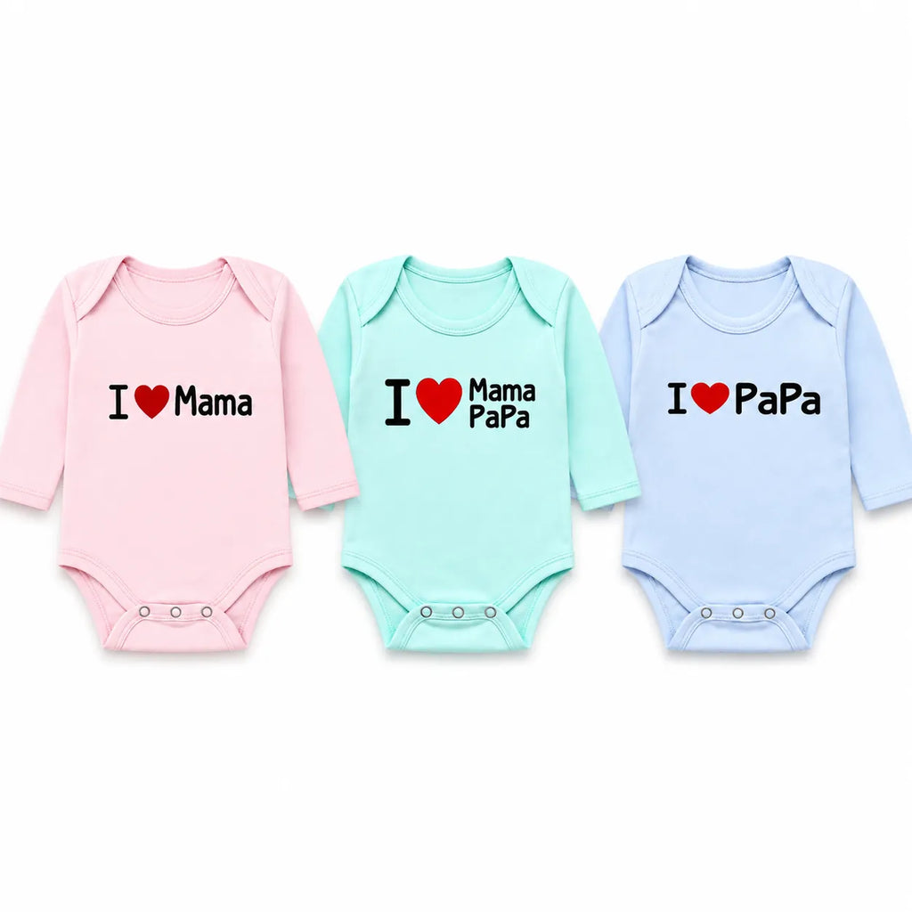 Pack of 3 Full Sleeve Baby Body Suits Cotton Multi Color Set (Pink, Green, Blue)