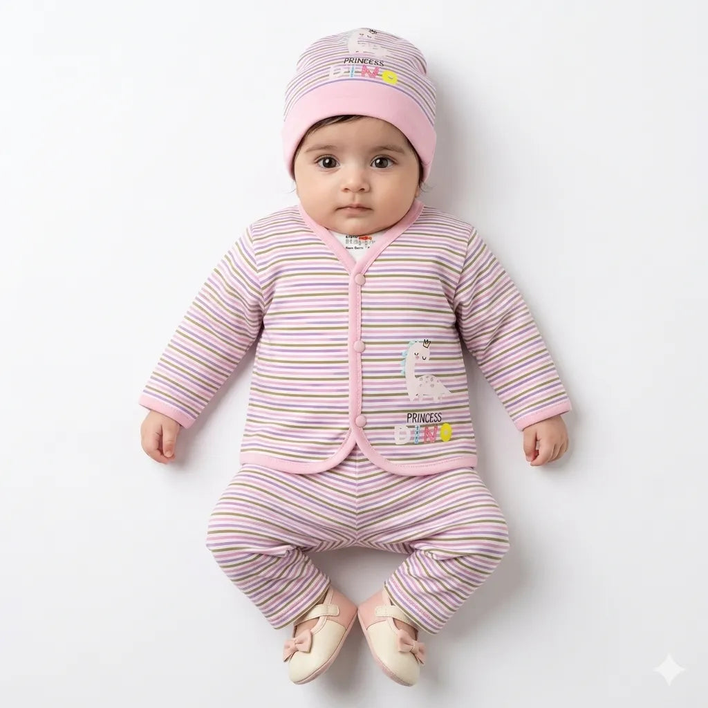 New Born 3 Piece Body Suit Set Pink Little Princess