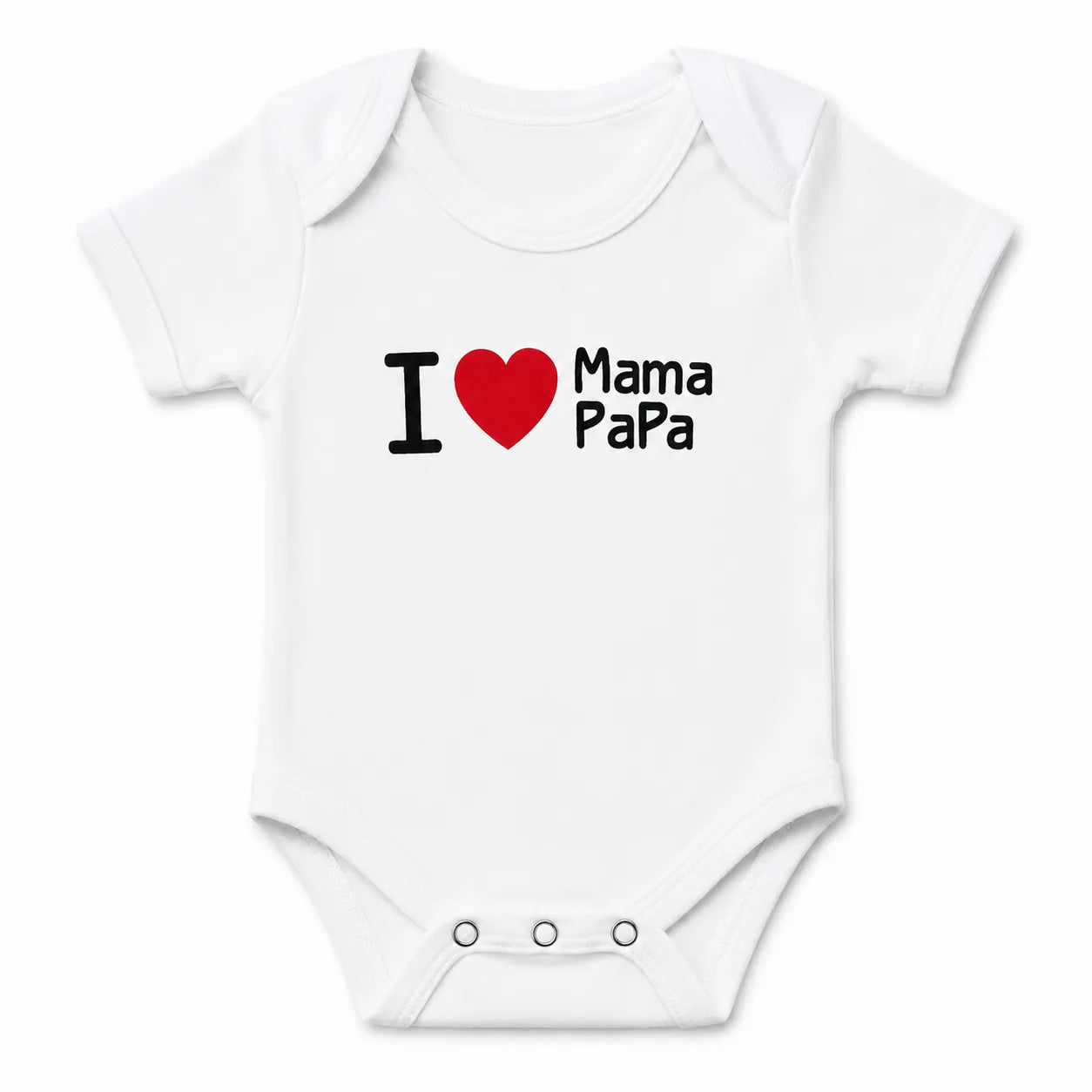Pack of 3 White Half Sleeve Baby Body Suits Cotton White (I Love Mama Papa)