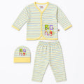 New Born 3 Piece Body Suit Set Yellow Big Hugs
