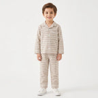 Kids Beige Striped Winter Night Suit (5 - 12 Years)