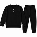 Kids Winter Black Orange Yellow Colors Rib Suiting (2 Piece) - Size 2 - 7 Years