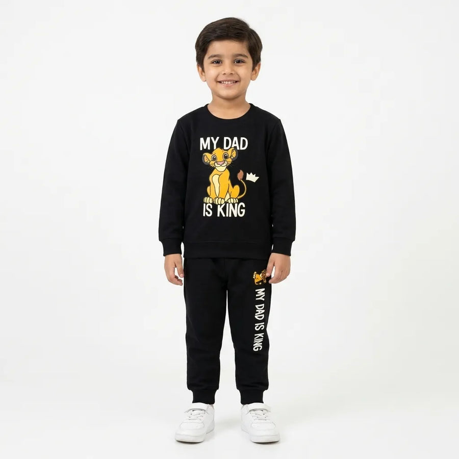 Kids Black My Dad is King & Simba Winter Coord Set (2 Piece) - Size 1 - 12 Years