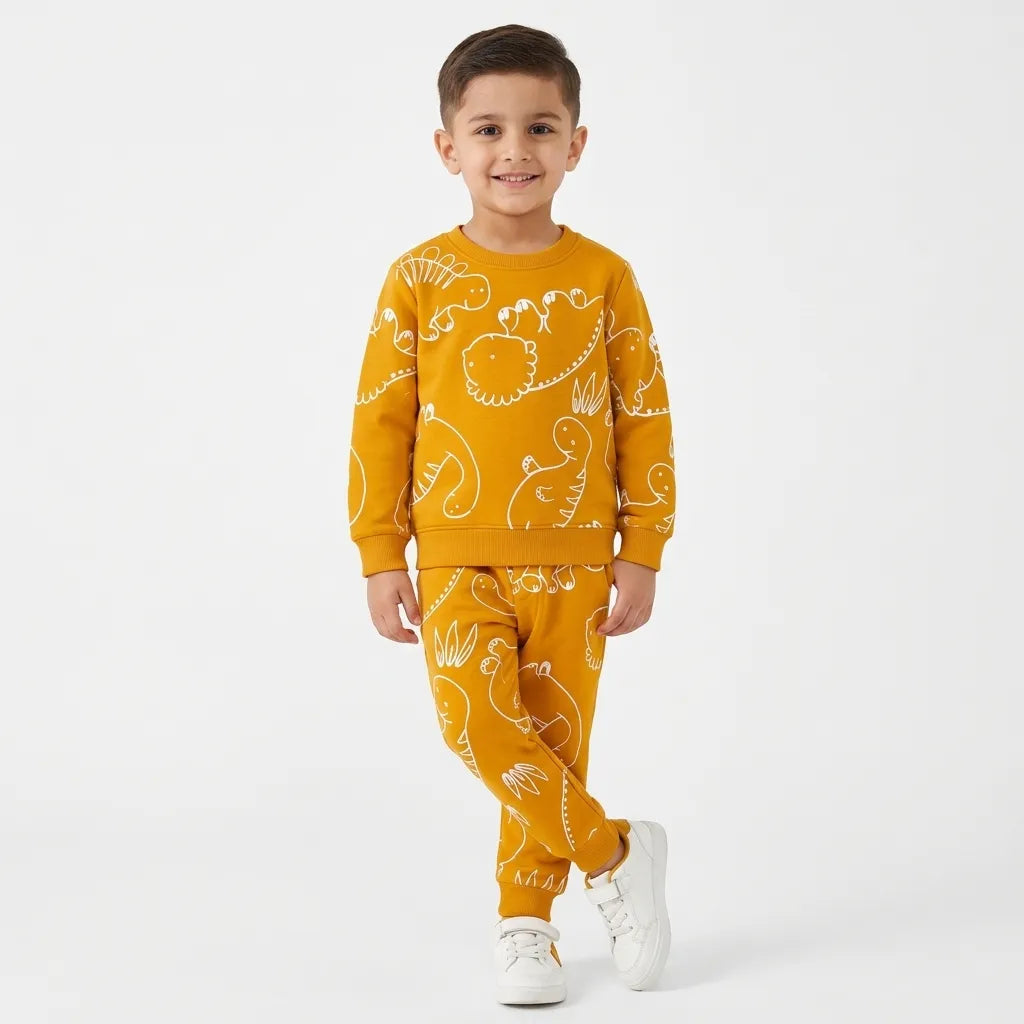 Kids Mustard Dino Winter Coord Set (2 Piece) - Size 1 - 12 Years