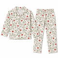 Kids Off White Red Floral Flannel Winter Night Suit (1 - 4 Years)