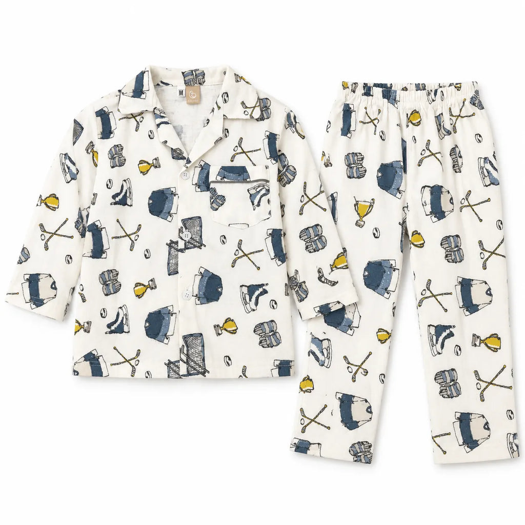 Kids Off White Sports Flannel Winter Night Suit (1 - 4 Years)