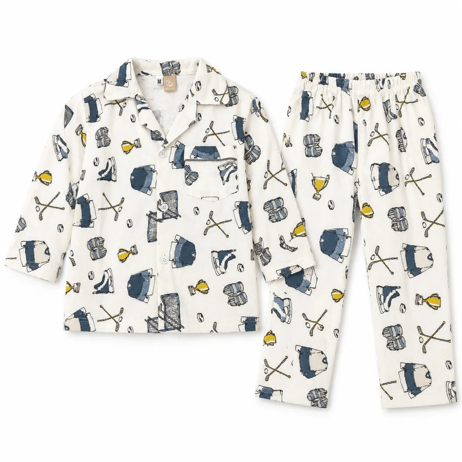 Kids Off White Sports Flannel Winter Night Suit (1 - 4 Years)