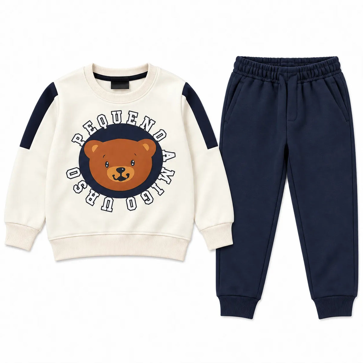 Kids White & Navy Blue PEWUENO & AMIGO Winter Coord Set (2 Piece) - Size 1 - 12 Years