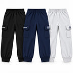 Kids Winter Pack of 2 & 3 Fleece Cargo Trouser – 5 Colors (Size 6 Years - 14 Years)