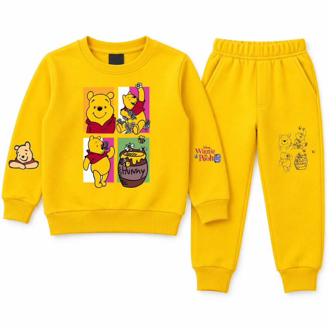 Kids Yellow Winnie The Pooh Winter Coord Set (2 Piece) - Size 1 - 12 Years
