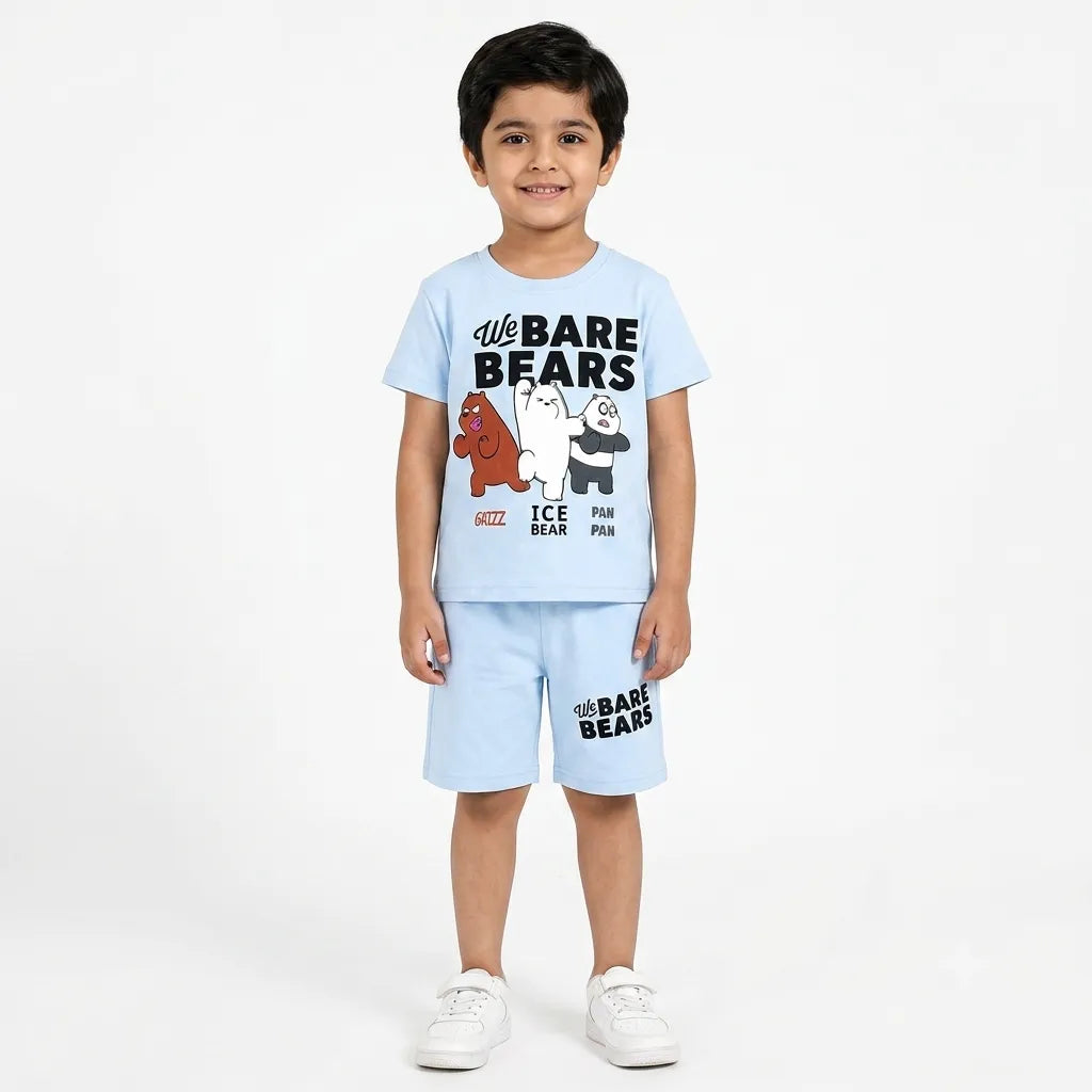 Boys Light Blue Bare Bear Summer Coord Set (1 - 12 Years)