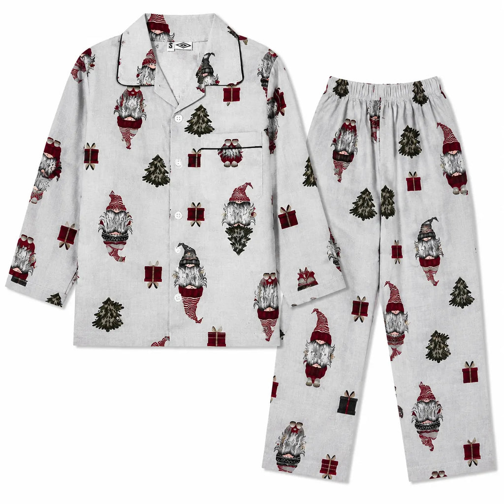 Kids Light Grey Celebration Cotton Summer Night Suit (1 - 4 Years)