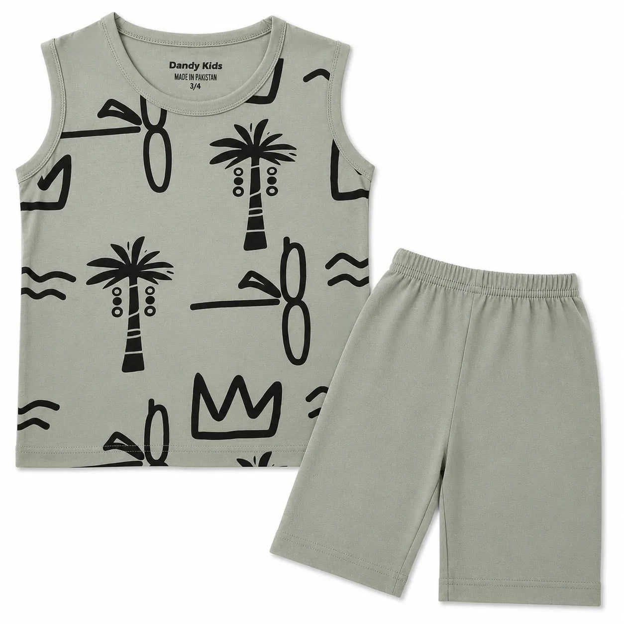 Boys Light Mint Plum Tree Print Summer Coord Set (2-Piece) Age 1 - 12 Years