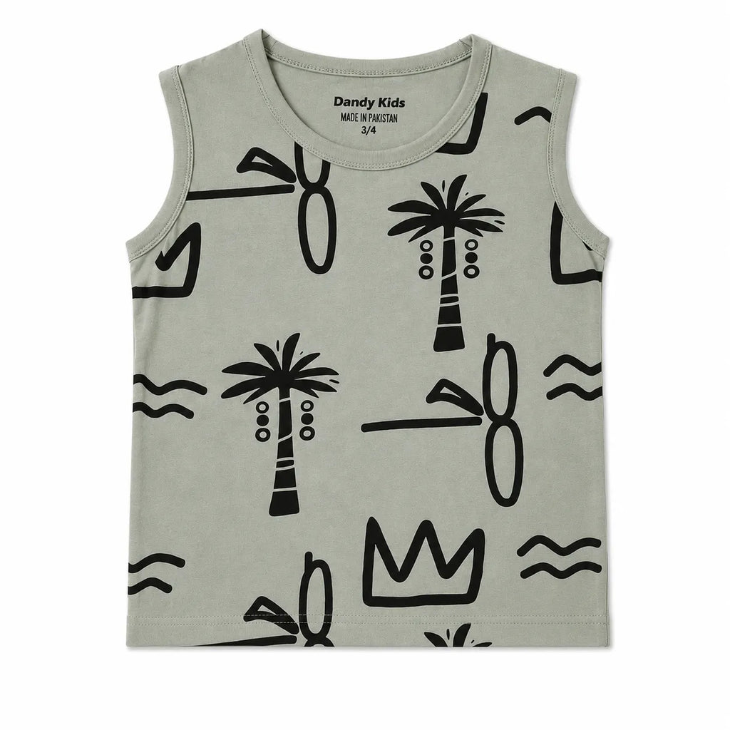 Boys Light Mint Plum Tree Print Summer Coord Set (2-Piece) Age 1 - 12 Years