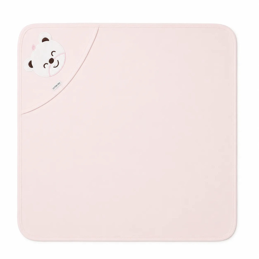 Light Peach Panda Baby Wrapping Sheet (30x30 Inches)