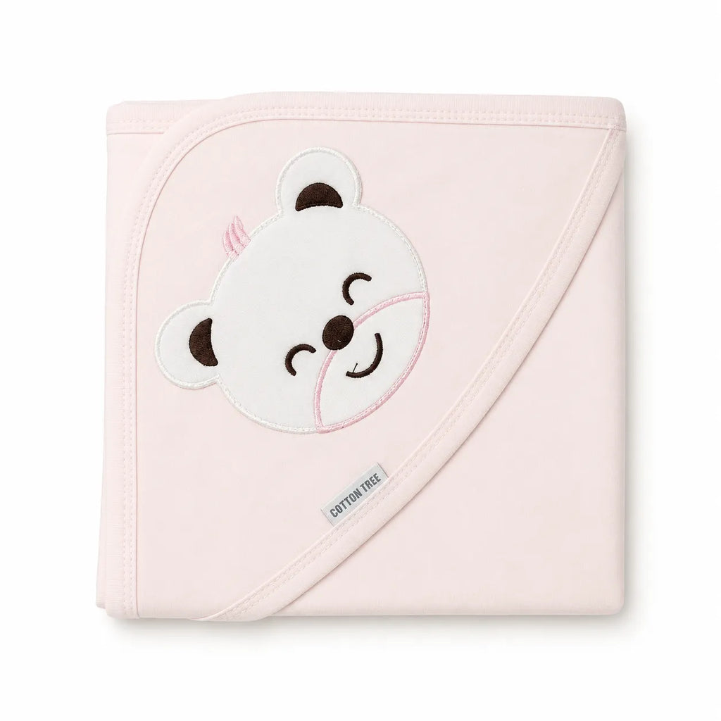 Light Peach Panda Baby Wrapping Sheet (30x30 Inches)