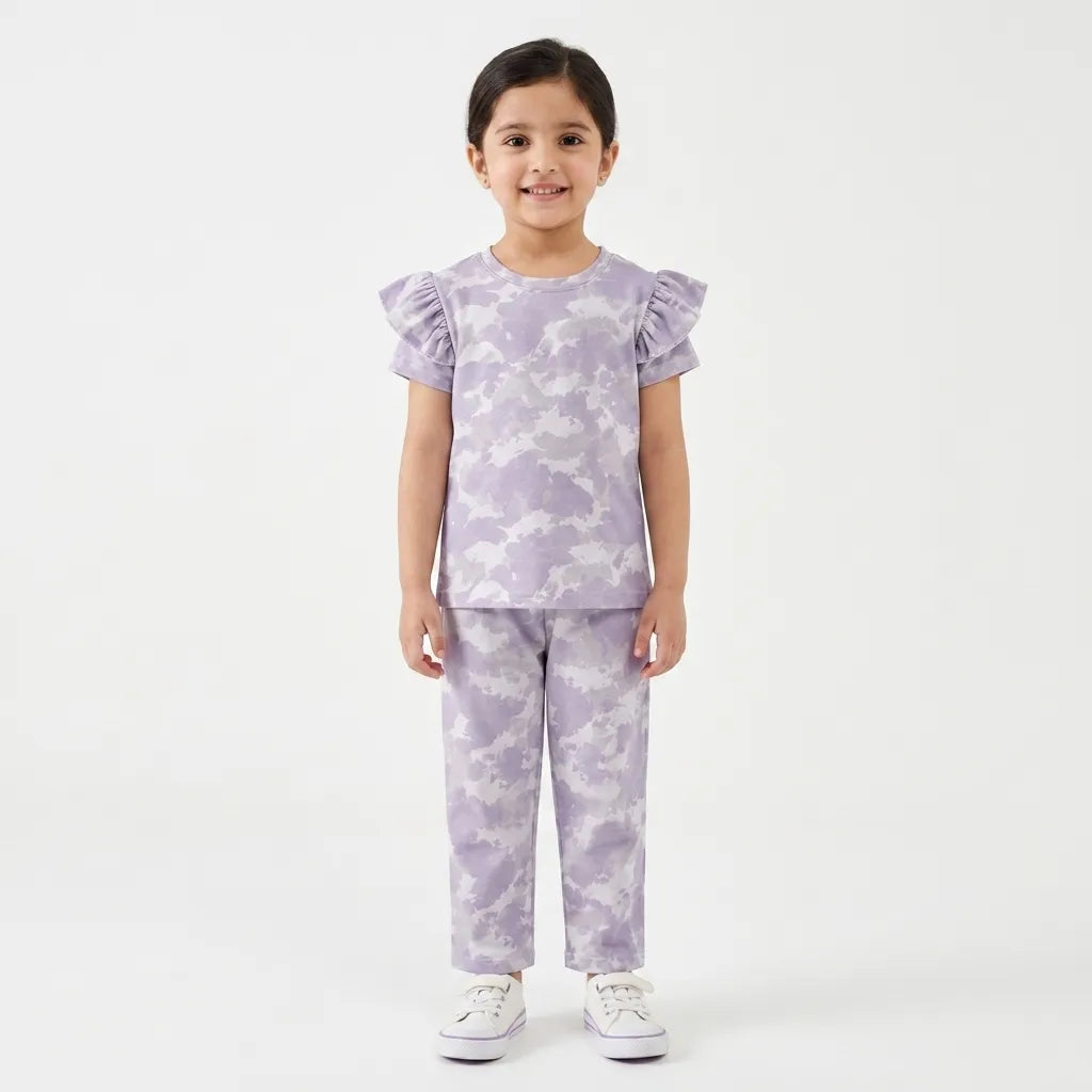 Girls Light Purple Texture Summer Coord Set (2-Piece) Age 12 Months - 12 Years