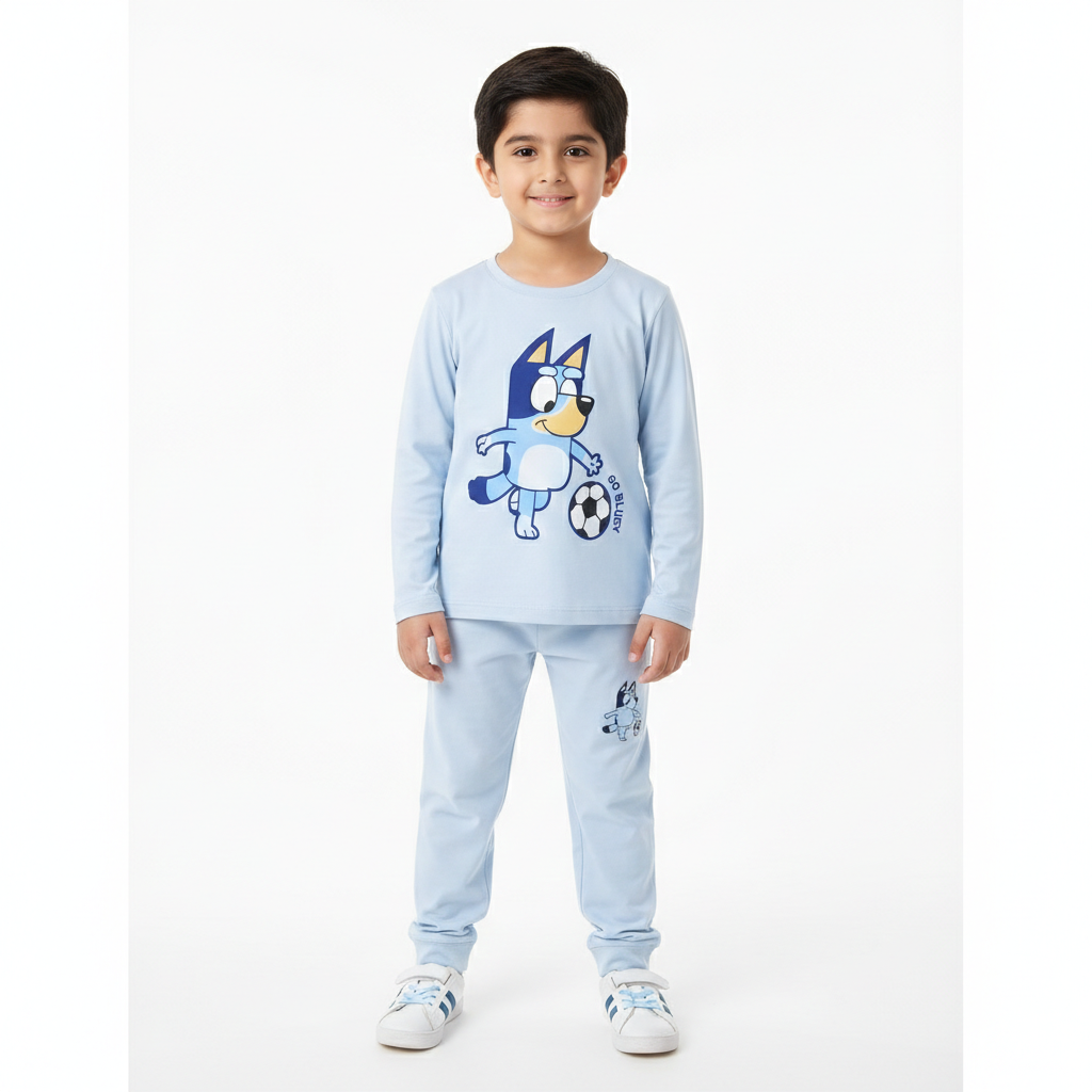 Light Blue Go Bluey Summer Coord Set - Jersey Cotton Fabric - Affordable Summer Outfits - Kidswear Brand in Pakistan - Stylish Design in Summer Outfits - Trendy Summer Articles - Lil' Cubs