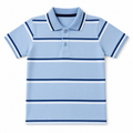 Light blue boys' polo t-shirt with lining from lilcubspk, suitable for ages 2 to 12 years, shown with front view and collar detail.