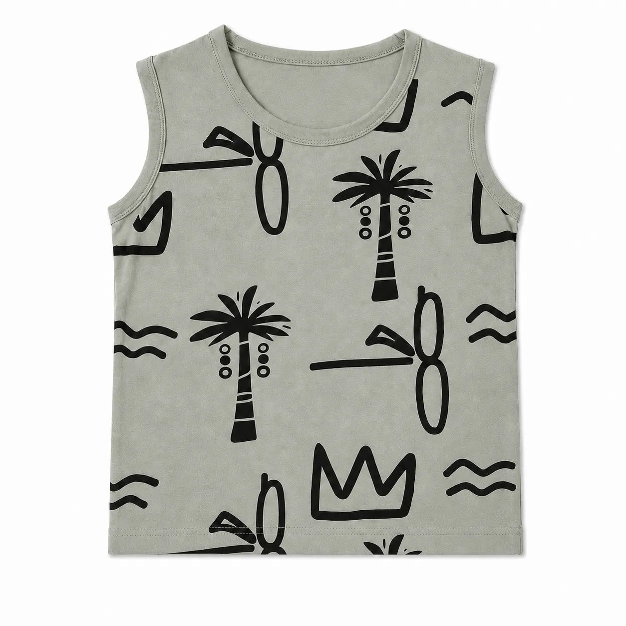 Light mint boys' summer coord set with plum tree print for ages 1-12, featuring a two-piece outfit by lilcubspk.