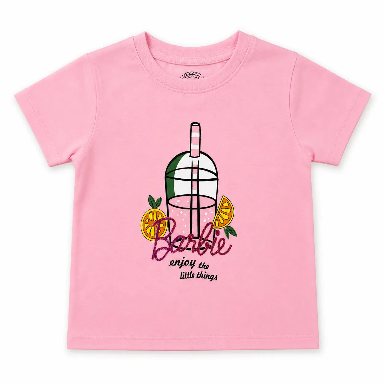 Light Pink Barbie Print Cotton T-Shirt for Girls – 1 to 12 Years