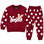 Girls Maroon Banjour Polka Dot Winter Coord Set (2 Piece) - Size 1 - 12 Years