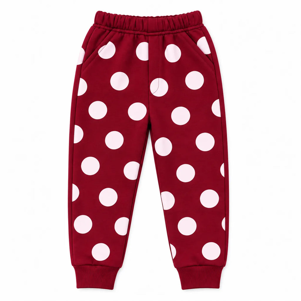 Girls Maroon Banjour Polka Dot Winter Coord Set (2 Piece) - Size 1 - 12 Years