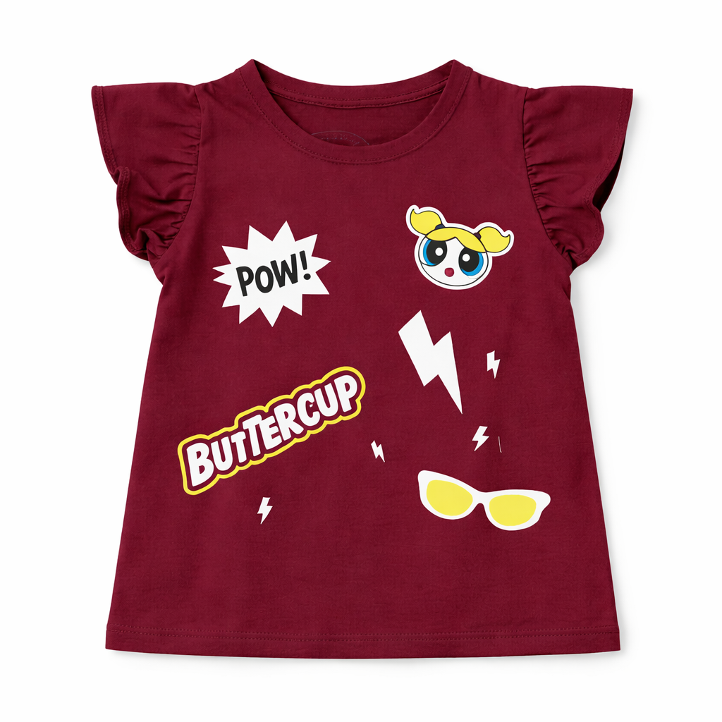 Maroon Powerpuff Summer Coord Set - Jersey Cotton Fabric - Affordable Summer Outfits - Kidswear Brand in Pakistan - Stylish Design in Summer Outfits - Trendy Summer Articles - Lil' Cubs