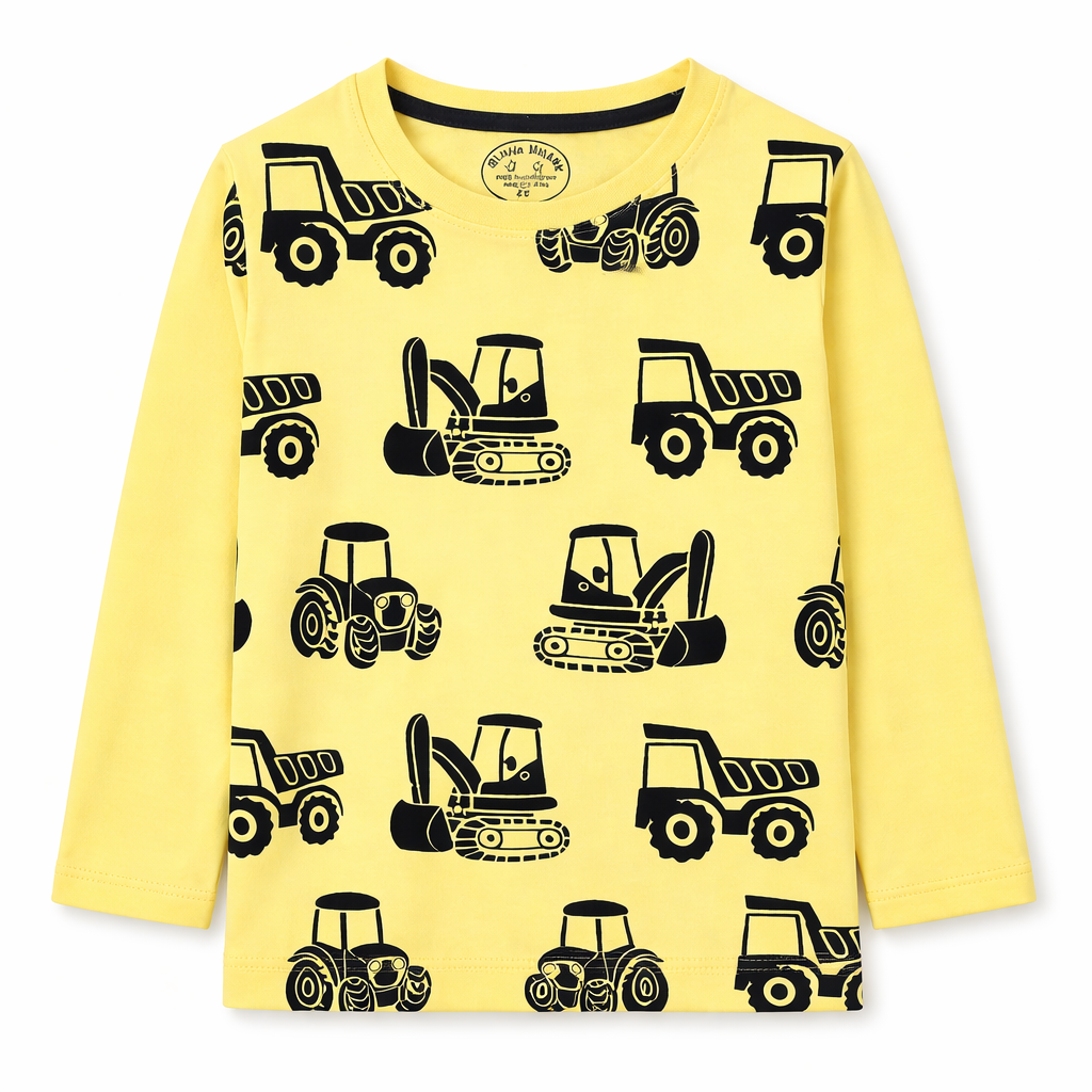 Trendy Kidswear Summer Coord Set - Tractor Print Kids Outfit - Yellow Lemon Coord Set - Top Kidswear Brand Pakistan - Jersey Cotton Fabric - Lil' Cub