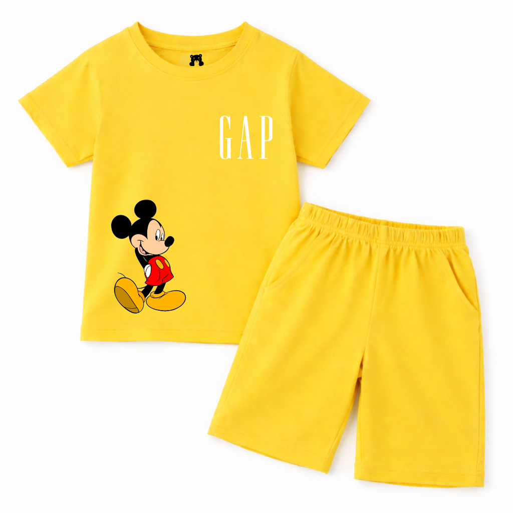 Mickey Mouse GAP Summer Coord Set for Boys in Yellow - 2-Piece Shirt and Shorts