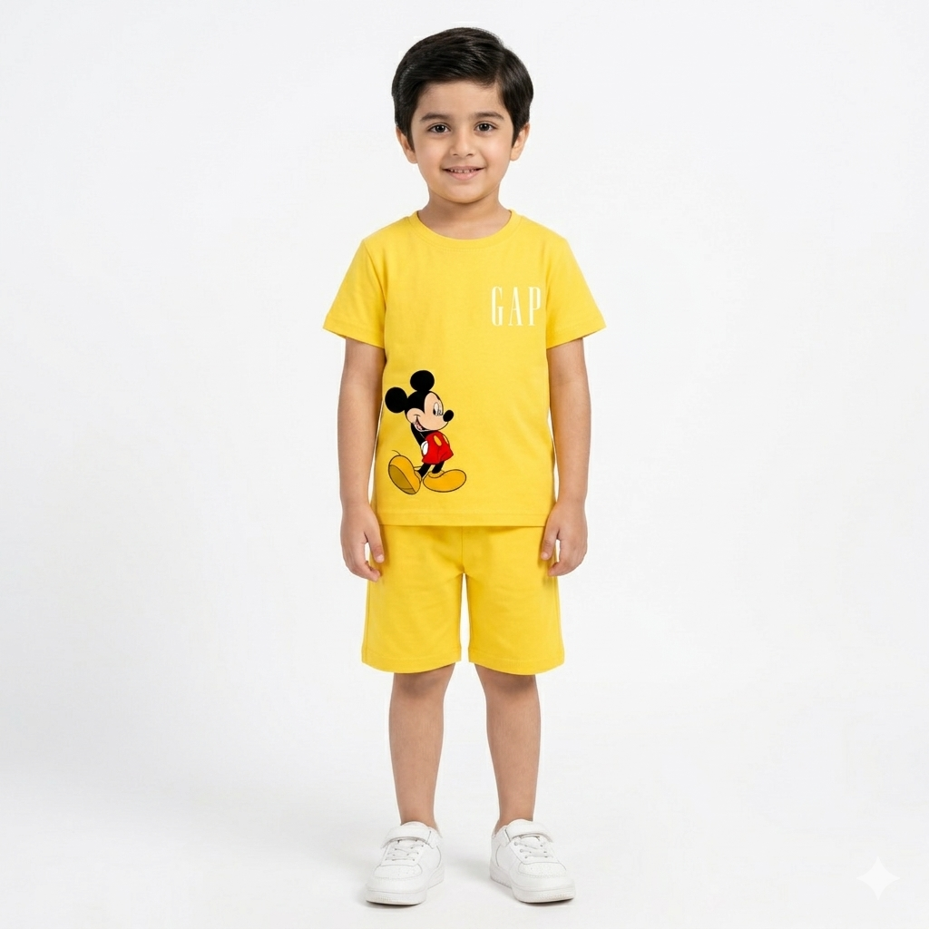 Mickey Mouse GAP Summer Coord Set for Boys in Yellow - 2-Piece Shirt and Shorts