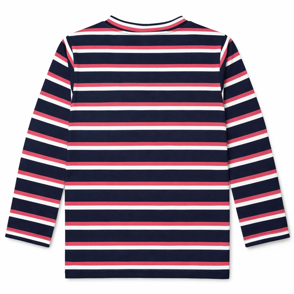 Multi-Color (Navy Blue, Pink, White) Lining Long Sleeves T-Shirt - Cotton Fabric - Affordable Summer Outfits - Kidswear Brand in Pakistan - Trendy Summer Articles - Lil' Cubs