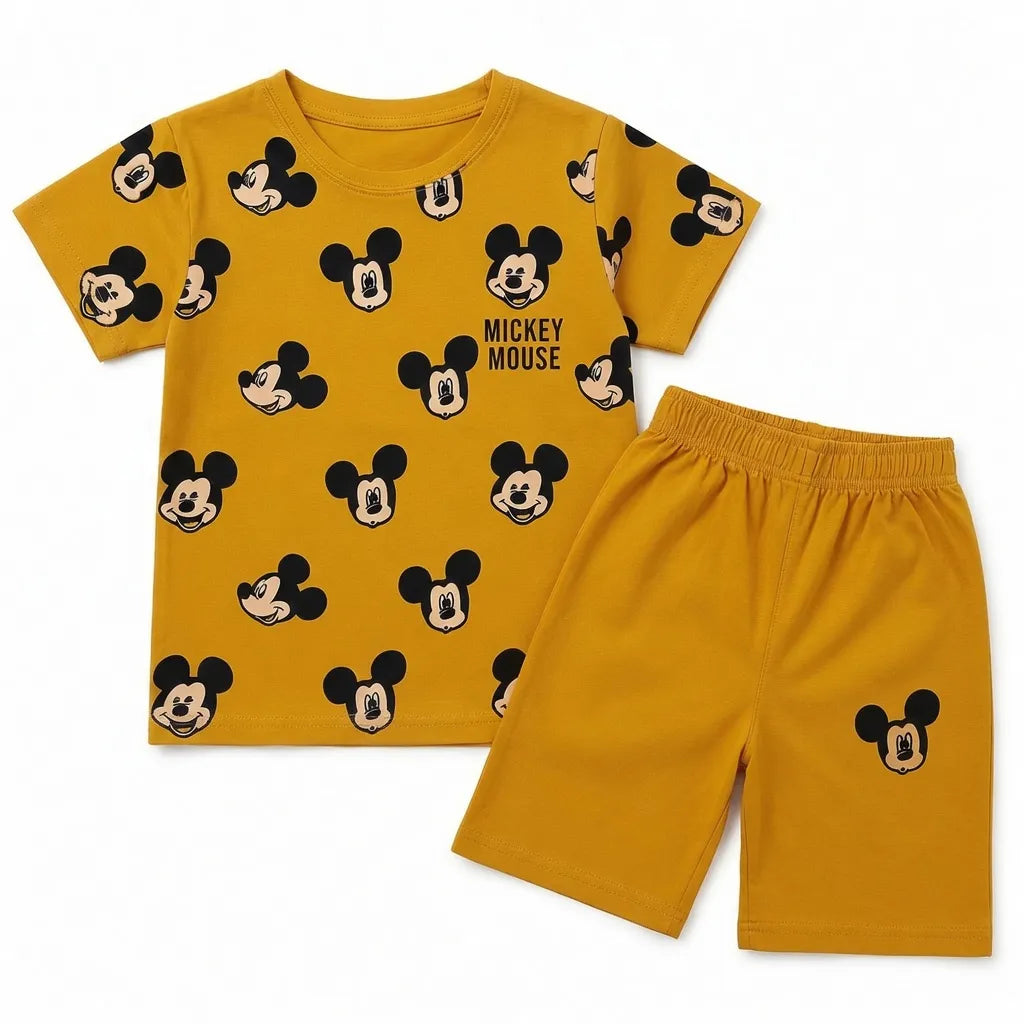 Boys Mustard Mickey Mouse Summer Coord Set (2-Piece) Age 12 Months - 10 Years