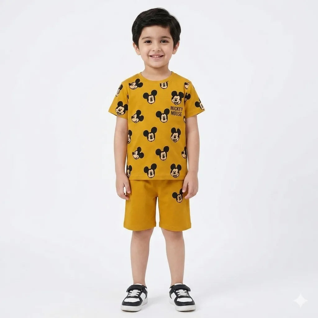 Boys Mustard Mickey Mouse Summer Coord Set (2-Piece) Age 12 Months - 10 Years