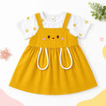 Girls Mustard Smiley Cotton Frock (Age 3 Months - 3 Years)