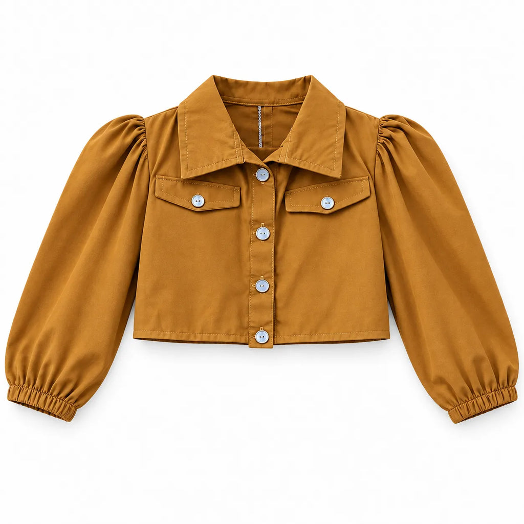 Mustard Chiffon Girls Imported Coord Set (2 Piece) - Size 2 - 10 Years