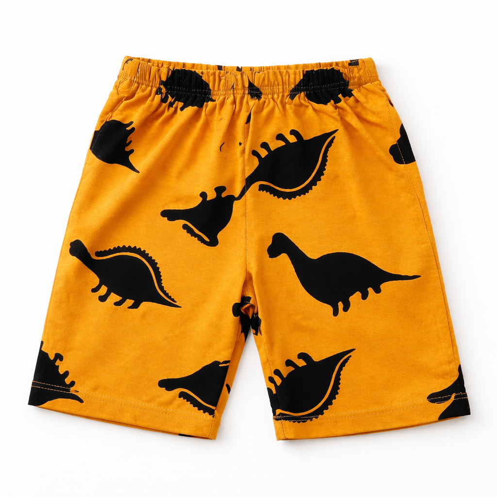 Trendy Kidswear Summer Coord Set - Dino Print Kids Outfit - Mustard Coord Set - Top Kidswear Brand Pakistan - Jersey Cotton Fabric - Lil' Cubs