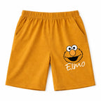 Mustard Elmo boys' summer coord set for ages 1-12 by lilcubspk, featuring a playful Elmo print and comfortable summer fabric.